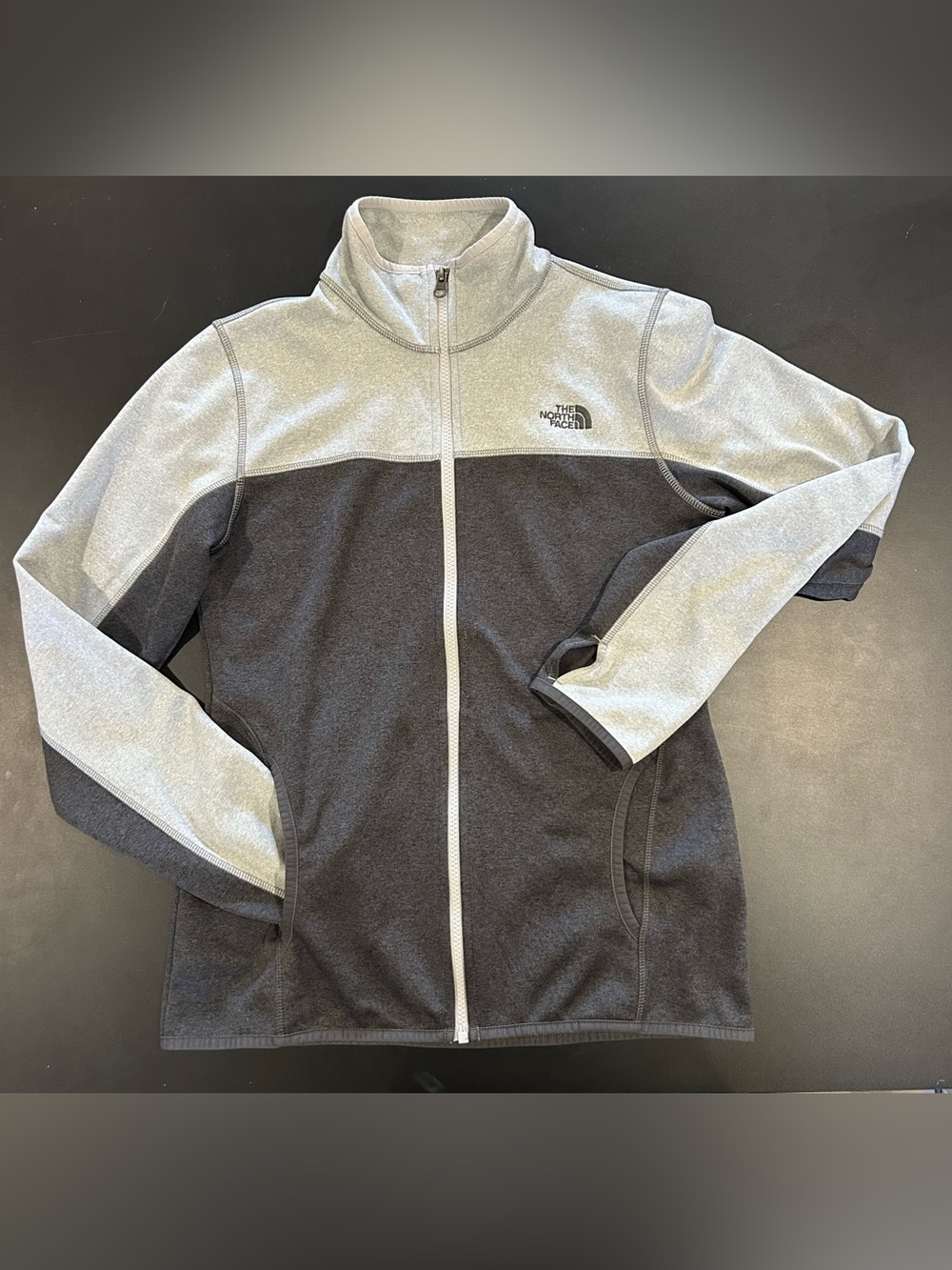 The North Face Two-Tone Light Gray and Charcoal Full-Zip Utility Jacket